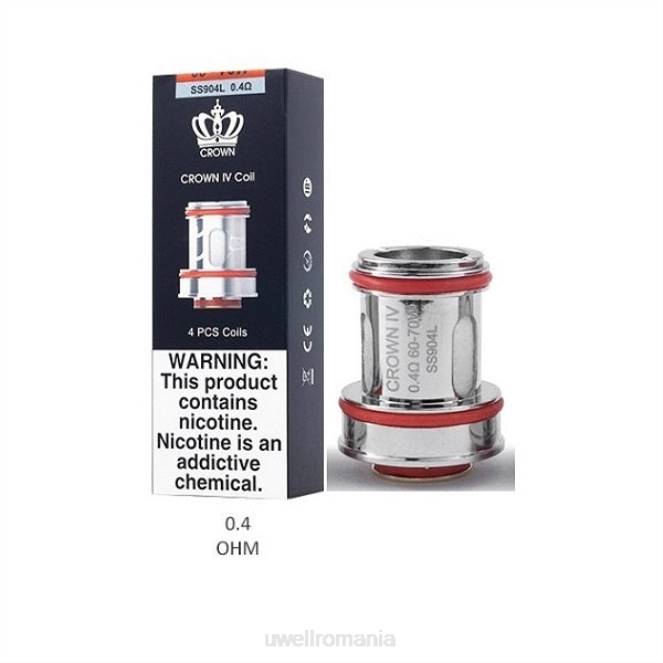 bobina dubla 0.4ohm L00F183 - UWELL disposable vape - UWELL CROWN 4 bobine de schimb (pachet de 4)