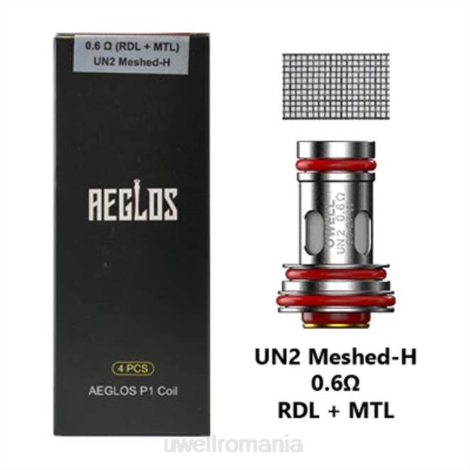 p1 un2 meshed-h 0,6ohm L00F270 - caliburn e cigarette - UWELL AEGLOS bobine | pachet de 4
