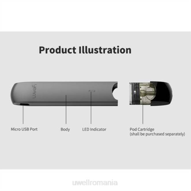 gri L00F256 - UWELL Bucharest - UWELL YEARN dispozitiv cu pod (podurile nu sunt incluse)