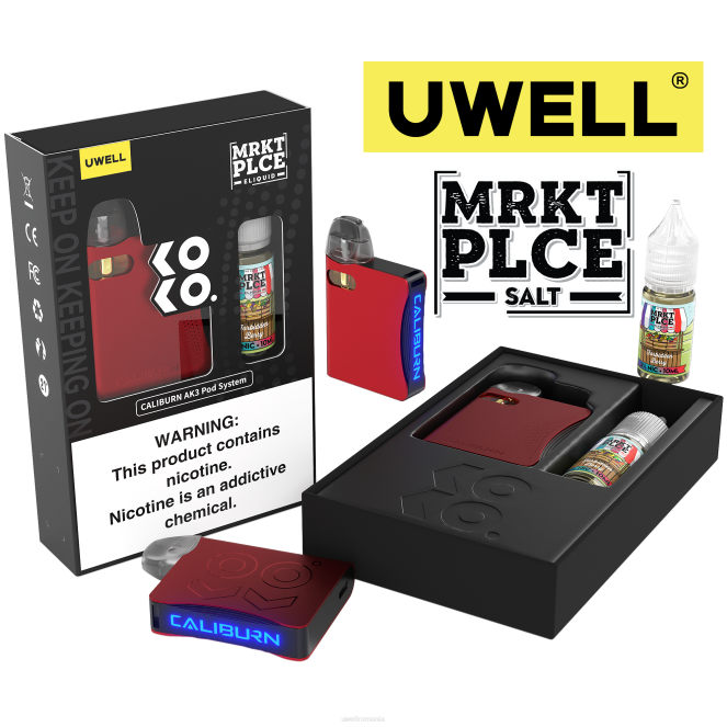 crl: roșu/flv: boabe interzise 50mg L00F244 - UWELL vape price - UWELL CALIBURN AK3 kit + a3s 0.8ohm păstăi (x2) + daddy's vapor 10ml săruri 50mg