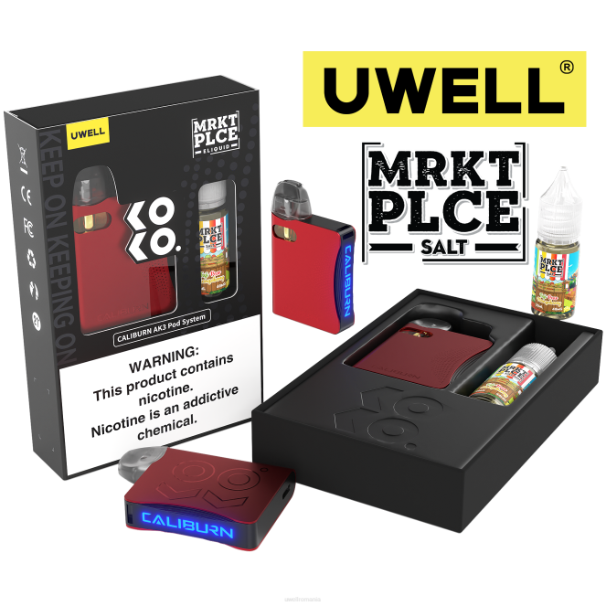 crl: roșu/flv: fuji pear mangoberry L00F245 - UWELL online shop - UWELL CALIBURN AK3 kit + a3s 0.8ohm păstăi (x2) + daddy's vapor 10ml săruri 50mg