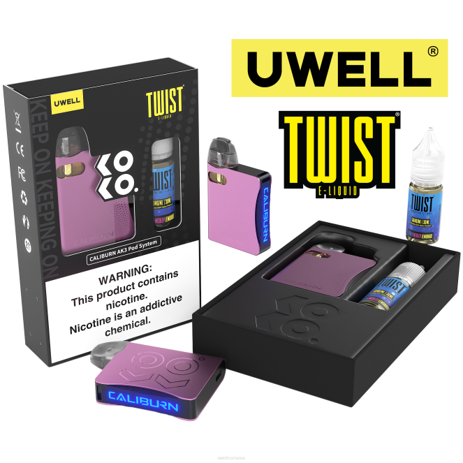 crl: roz/flv: limonadă cu fructe de pădure L00F246 - UWELL Bucharest - UWELL CALIBURN AK3 kit + a3s 0.8ohm păstăi (x2) + daddy's vapor 10ml săruri 50mg