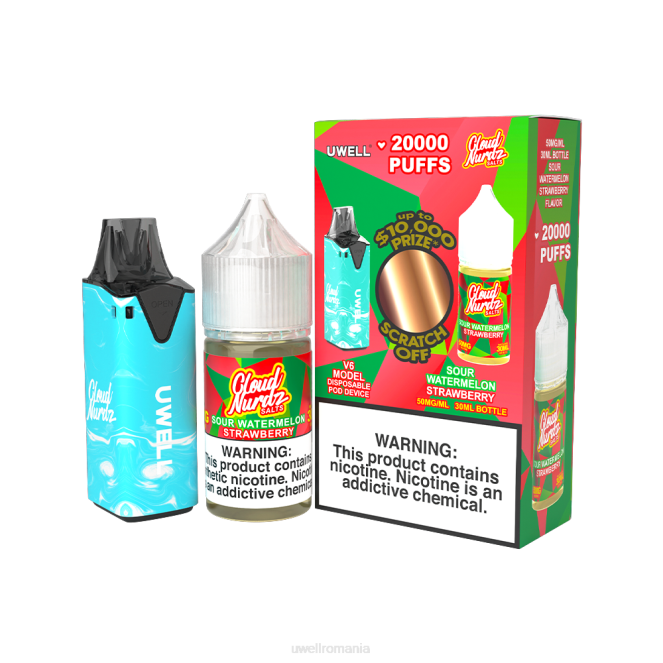 clr: albastru/flv: pepene acru căpșuni 50mg L00F204 - UWELL vape price - UWELL V6 dispozitiv de unică folosință + daddy's vapor 30ml suc - pachet colab