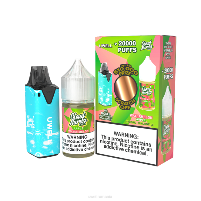 clr: albastru/flv: pepene mere 50mg L00F205 - UWELL online shop - UWELL V6 dispozitiv de unică folosință + daddy's vapor 30ml suc - pachet colab