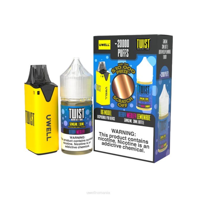 clr: galben/flv: limonadă amestec de fructe de pădure 50mg L00F216 - UWELL Bucharest - UWELL V6 dispozitiv de unică folosință + daddy's vapor 30ml suc - pachet colab