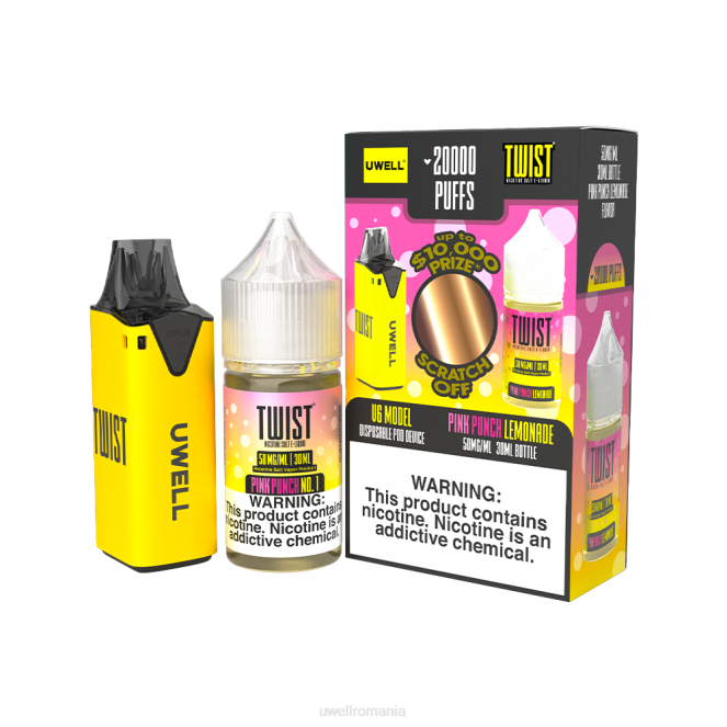 clr: galben/flv: limonadă punch roz 50mg L00F219 - UWELL store - UWELL V6 dispozitiv de unică folosință + daddy's vapor 30ml suc - pachet colab