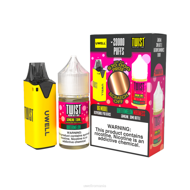 clr: galben/flv: pepene verde 50mg L00F220 - caliburn e cigarette - UWELL V6 dispozitiv de unică folosință + daddy's vapor 30ml suc - pachet colab