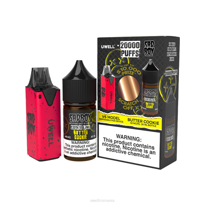 clr: roșu/flv: prăjitură cu unt 48mg L00F212 - tigara electronica UWELL - UWELL V6 dispozitiv de unică folosință + daddy's vapor 30ml suc - pachet colab